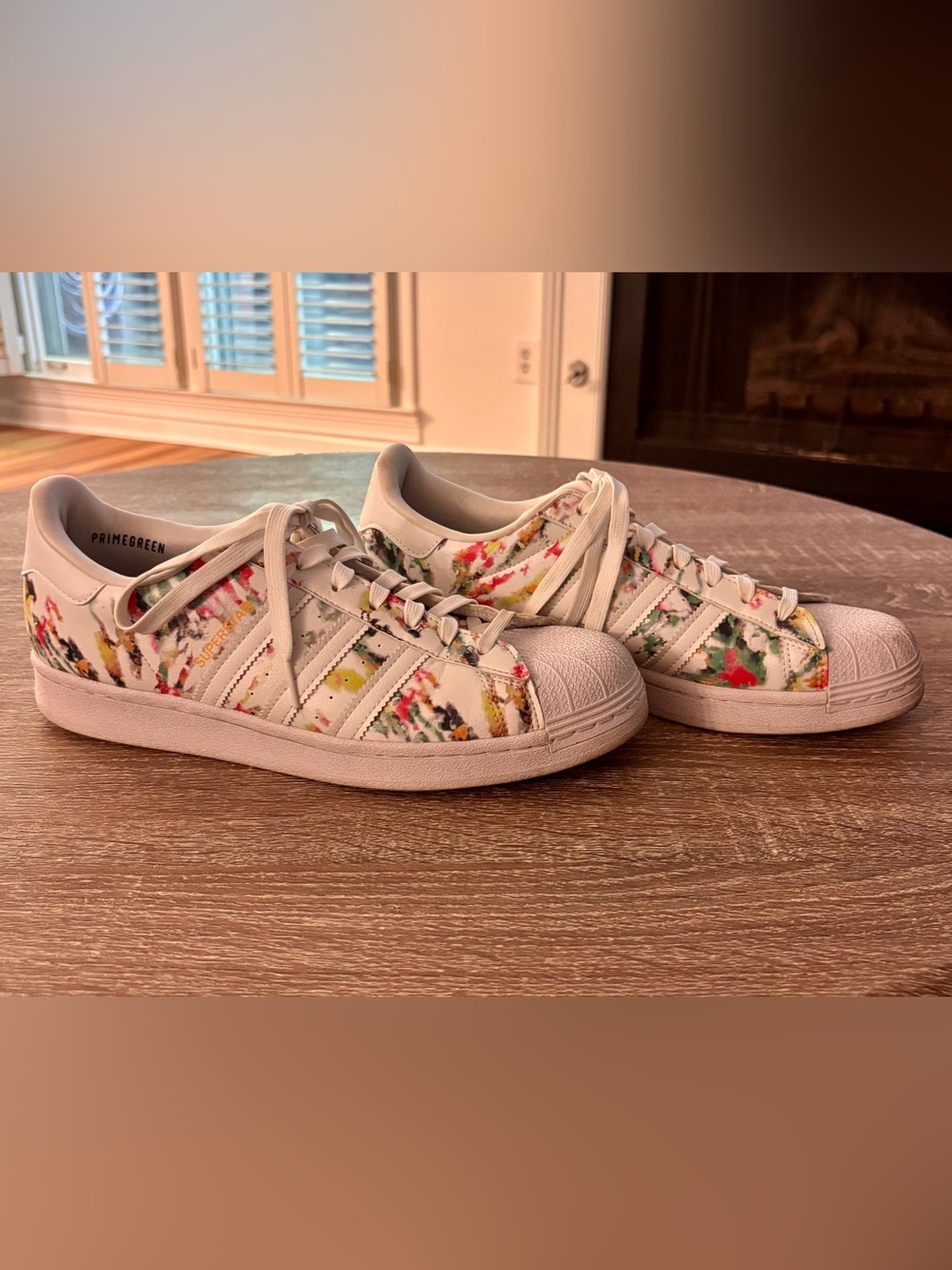adidas White Multicolor Watercolor Print Superstar Sneakers - Picture 5 of 9